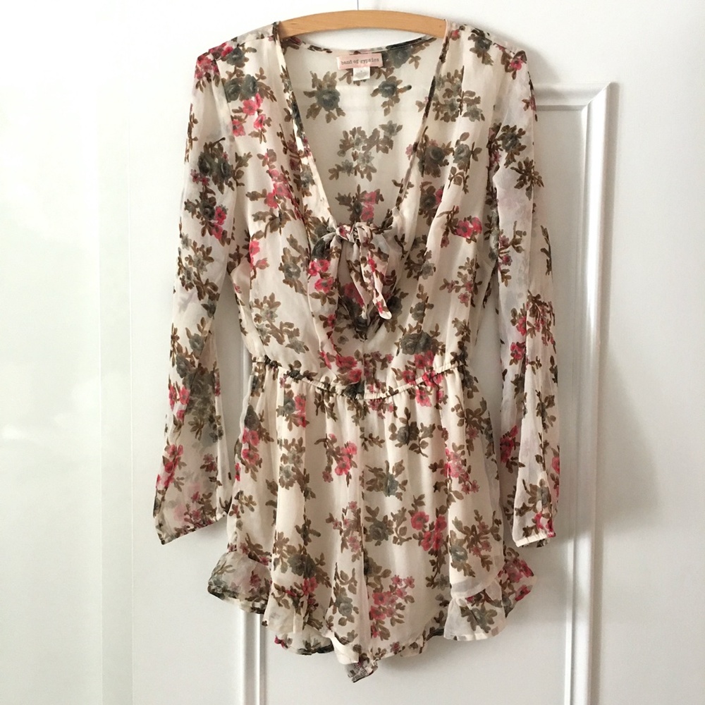 Band of Gypsies long sleeve floral romper M